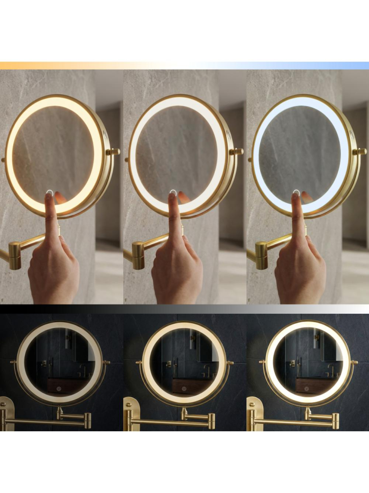 Oglindă LED Glow auriu periat [6]