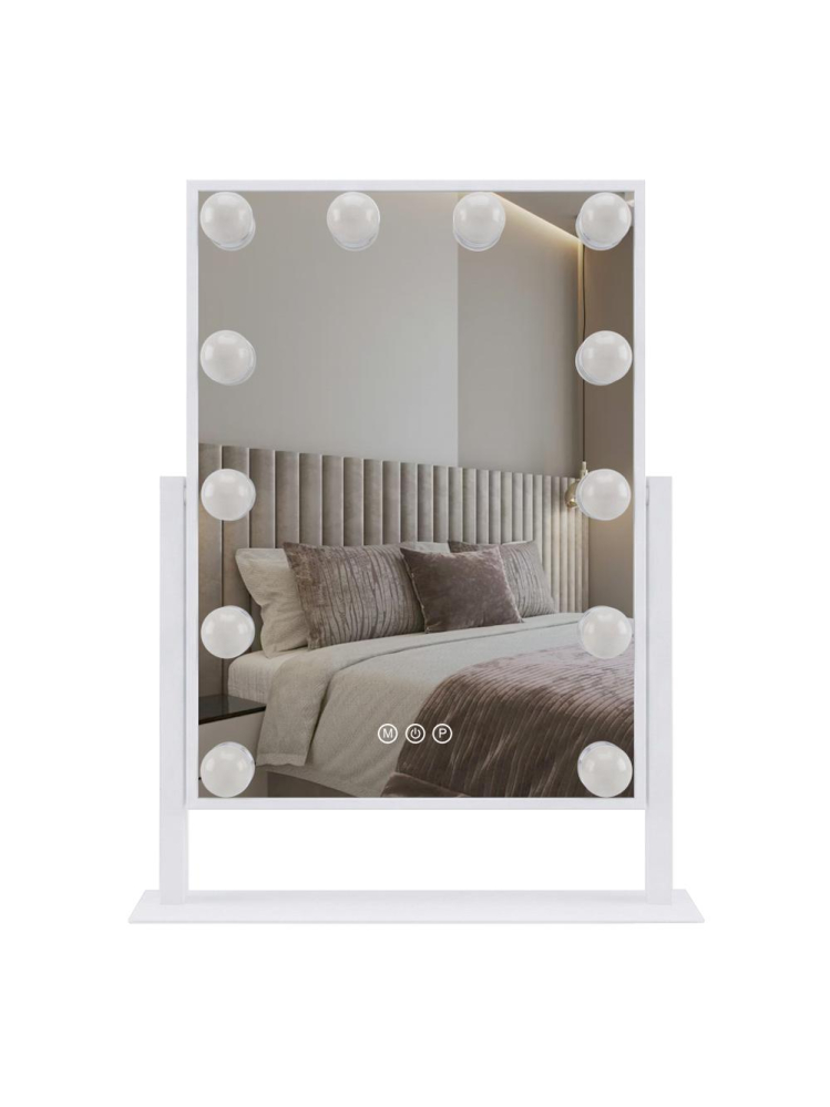 Oglindă LED HOLLYWOOD alb 30x40 [6]