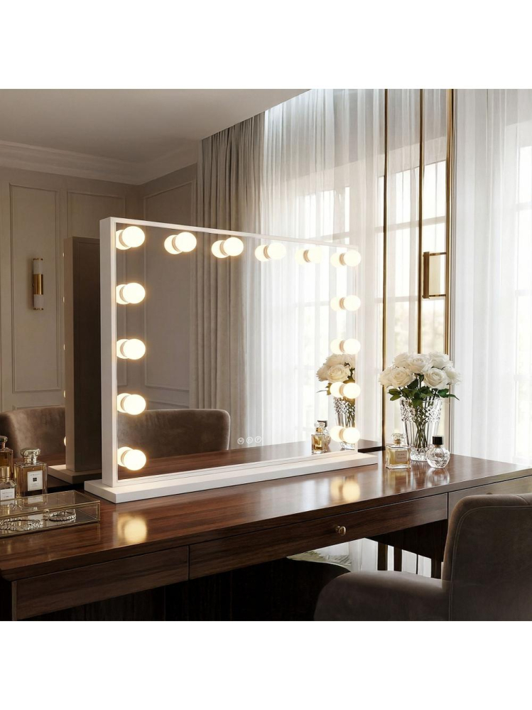 Oglindă LED HOLLYWOOD alb 80x60 [4]