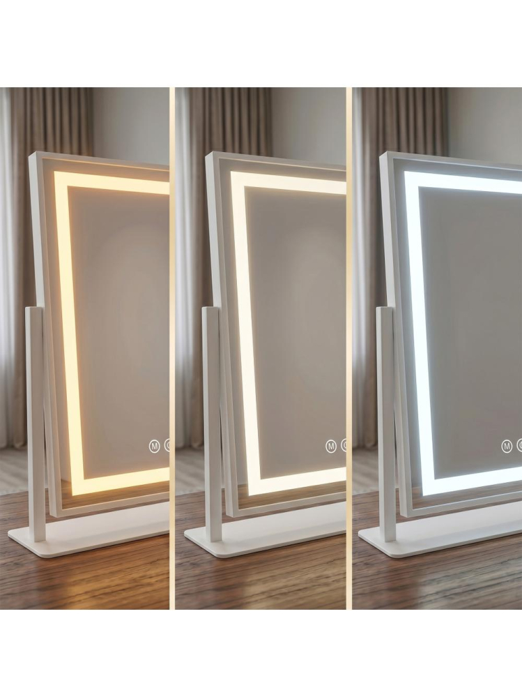 Oglinda LED stativa Rea Lumi rama alba 30x40cm iluminare LED anti-aburire [4]