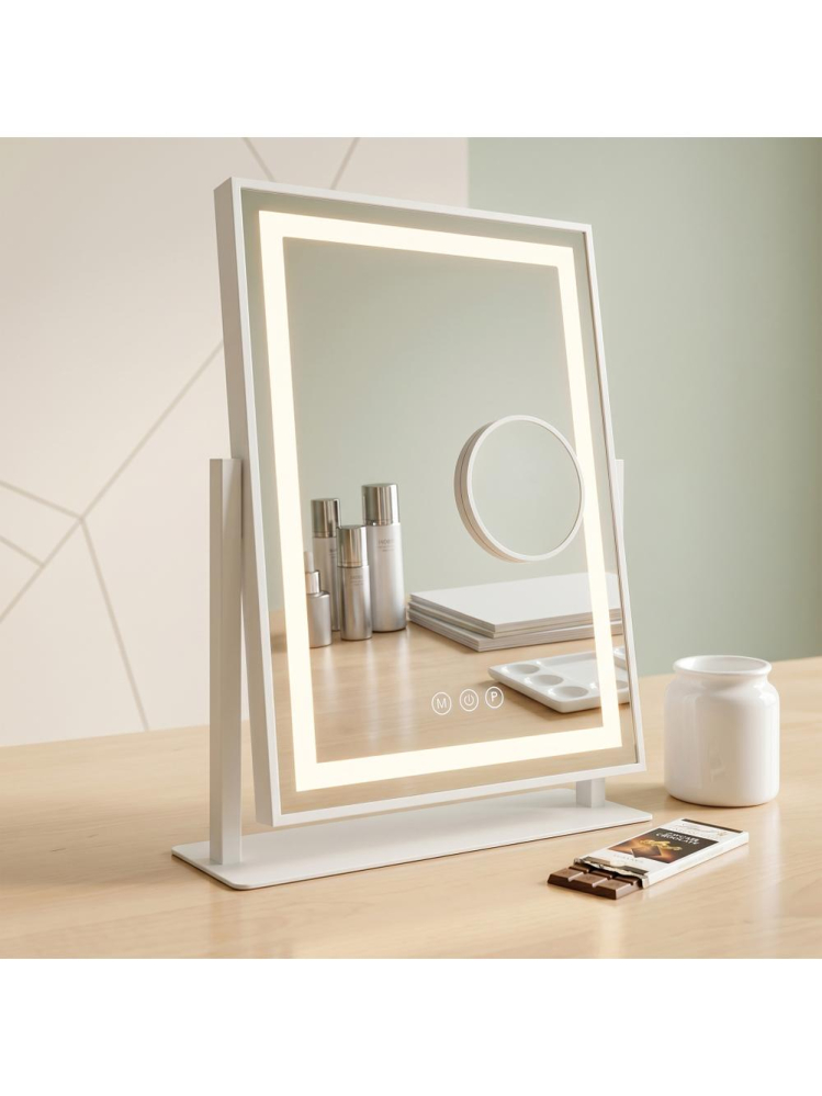 Oglinda LED stativa Rea Lumi rama alba 30x40cm iluminare LED anti-aburire [6]
