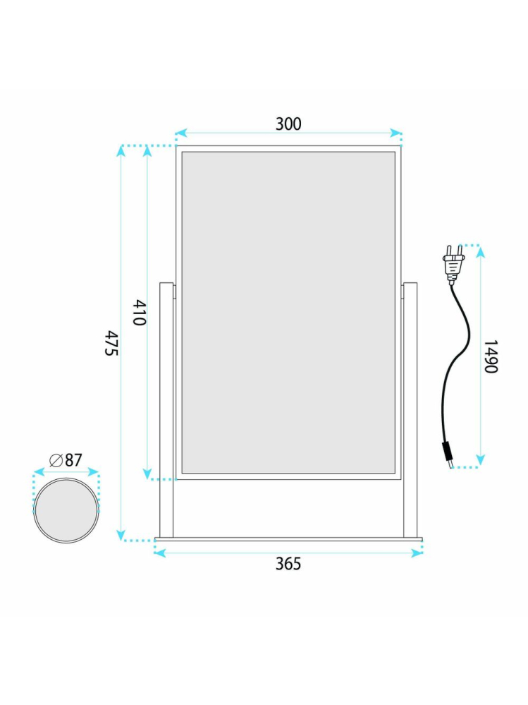 Oglinda LED stativa Rea Lumi rama alba 30x40cm iluminare LED anti-aburire [10]
