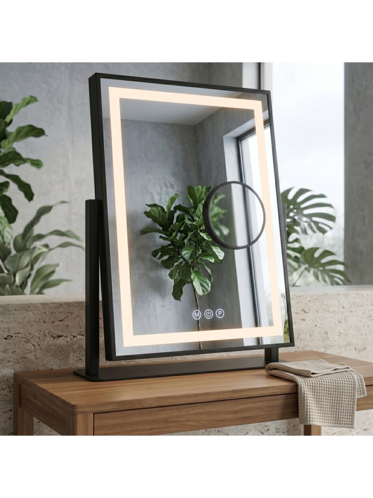 Oglinda LED Rea Lumi negru 30x40cm rama metalica iluminare LED anti-aburire [6]