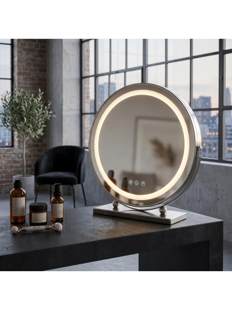 Oglinda LED Make-Up Rea crom 40 cm rotunda cu iluminare 12W [3]