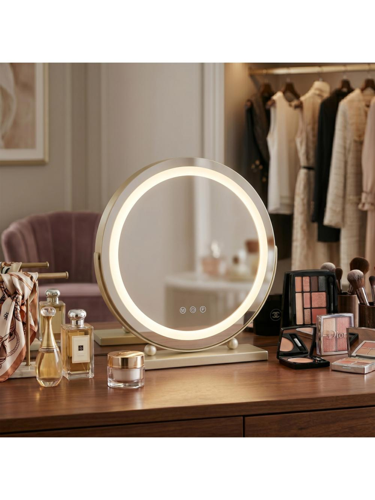 Oglinda LED Make-Up Rea L.Gold rama aurie rotunda 40 cm [3]