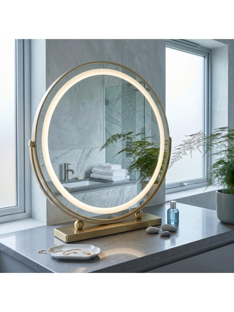 Oglinda LED cosmetica Rea Make-Up L.Auriu 50 cm rama aurie iluminare 12W [5]