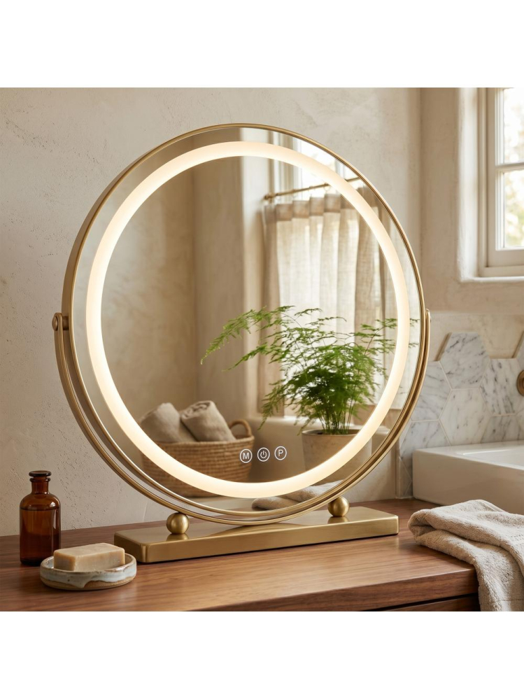 Oglinda LED cosmetica Rea Make-Up L.Auriu 50 cm rama aurie iluminare 12W [3]
