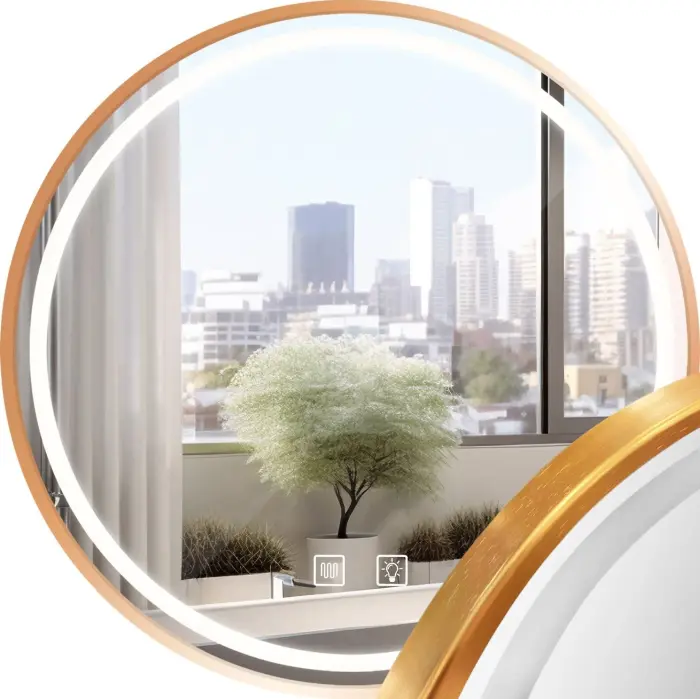 Oglinda LED MMJ Auriu periat 70cm, Rea [1]