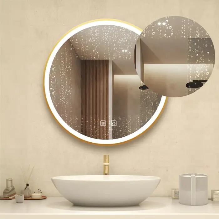 Oglinda LED MMJ Crom/Auriu 80cm, Rea [4]