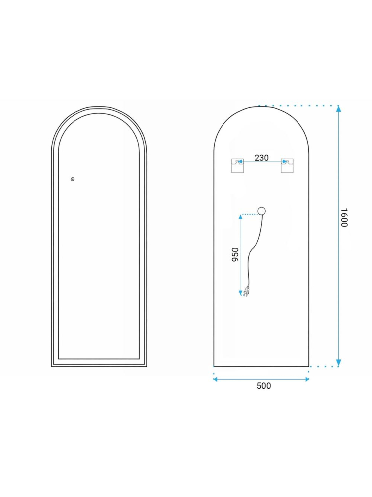 Oglinda LED Rea Orbit alba 50x160cm rama plastic iluminare 12W montaj perete podea [11]