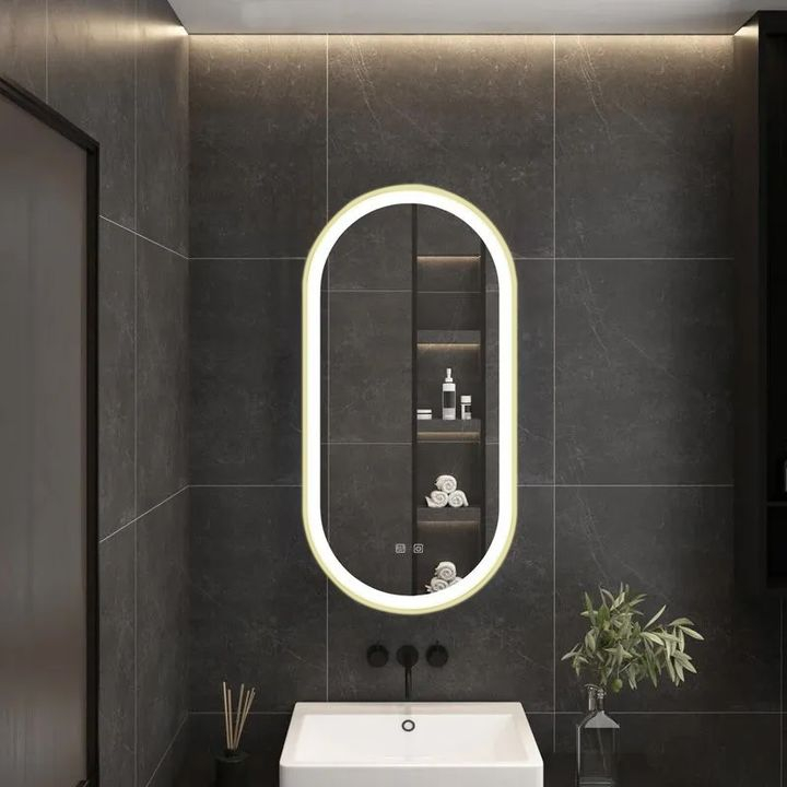 Oglindă LED OVL 50x100cm auriu [3]