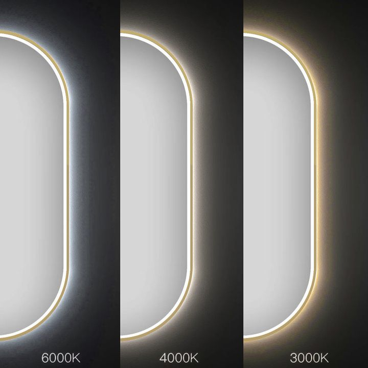 Oglindă LED OVL 50x100cm auriu periat [5]