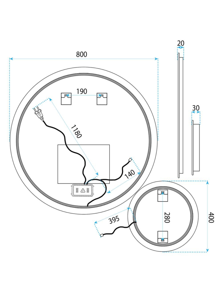 Oglindă LED R-8040 80cm + 40cm [11]