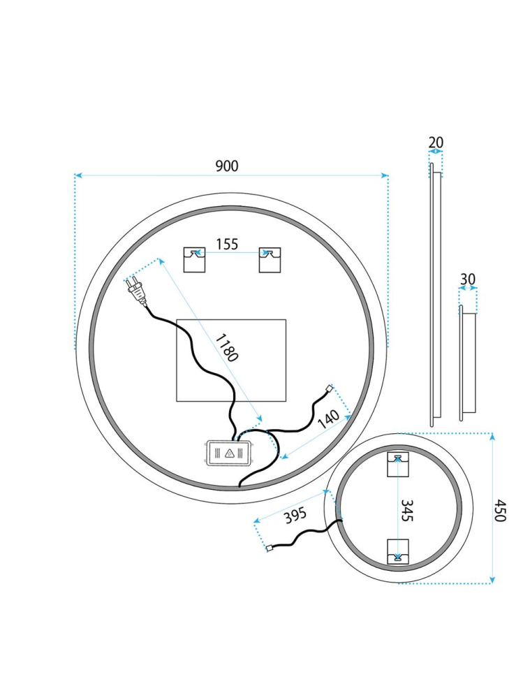 Oglindă LED R-9045 90cm + 45cm [12]