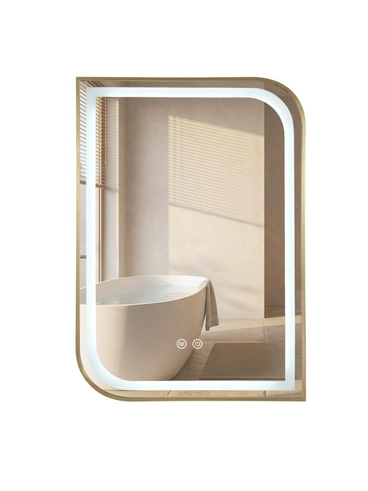Oglinda LED Rea Zone 70x50 cm rama auriu periat anti-aburire dimmer tactil [8]