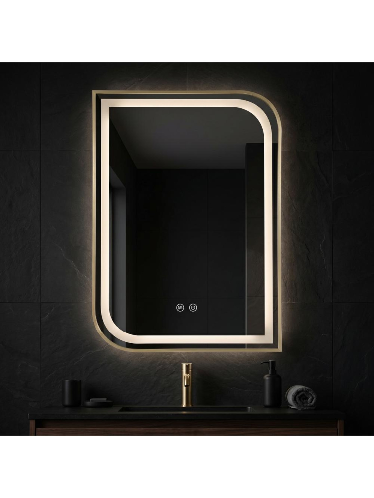 Oglinda LED Rea Zone 70x50 cm rama auriu periat anti-aburire dimmer tactil [5]