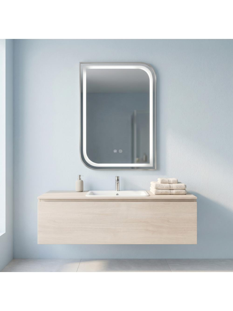 Oglinda LED Rea Zone 70x50 cm nickel periat rama metalica anti-aburire [7]