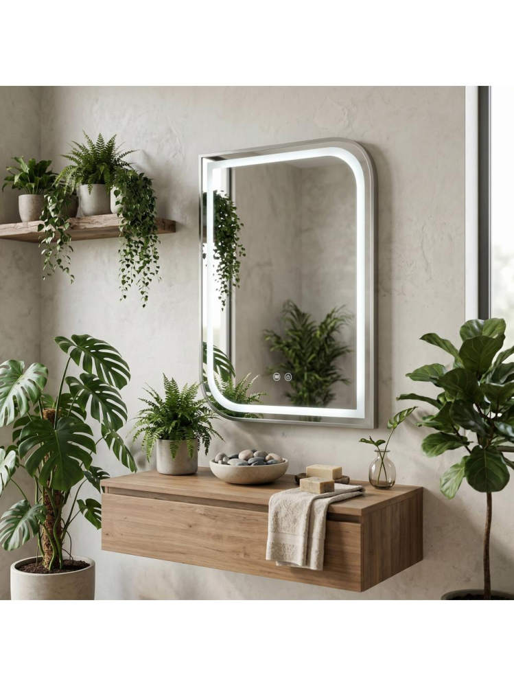 Oglinda LED Rea Zone 70x50 cm nickel periat rama metalica anti-aburire [6]