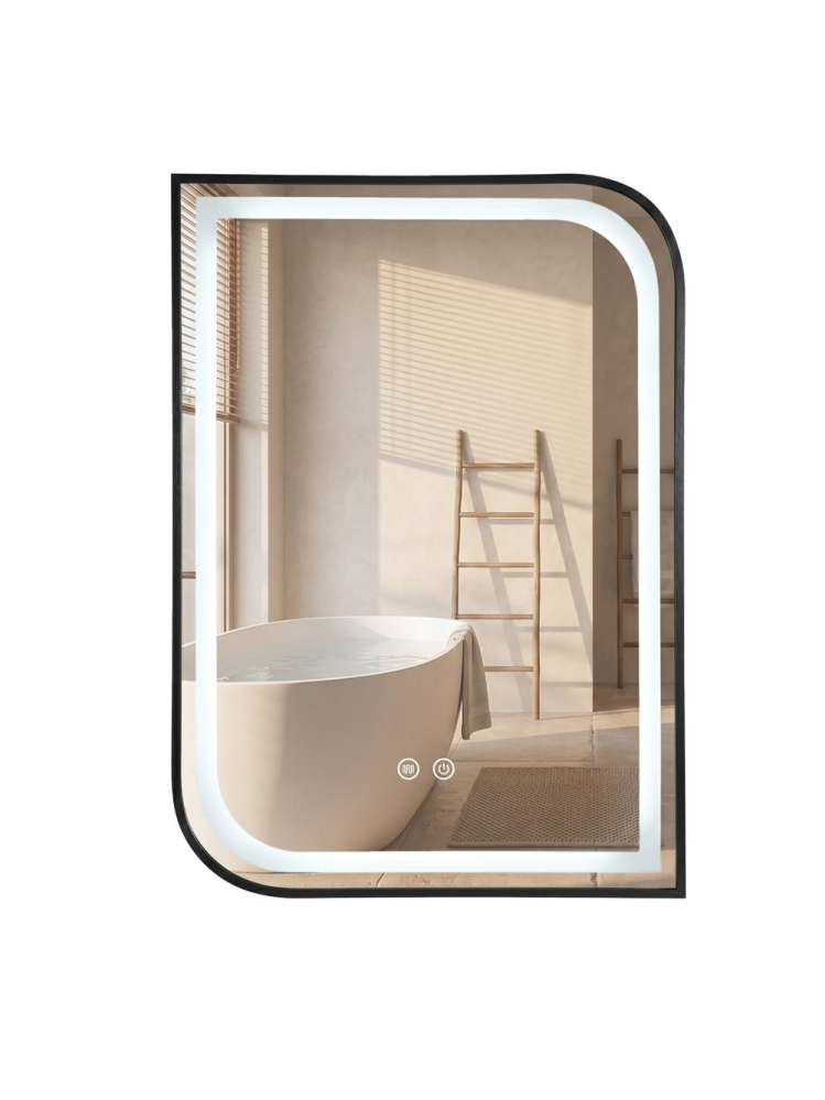 Oglinda LED Rea Zone 70x50 cm rama metalica neagra anti-aburire dimmer [2]