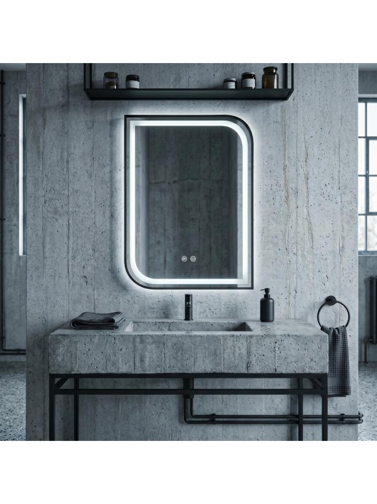Oglinda LED Rea Zone 70x50 cm rama metalica neagra anti-aburire dimmer [5]