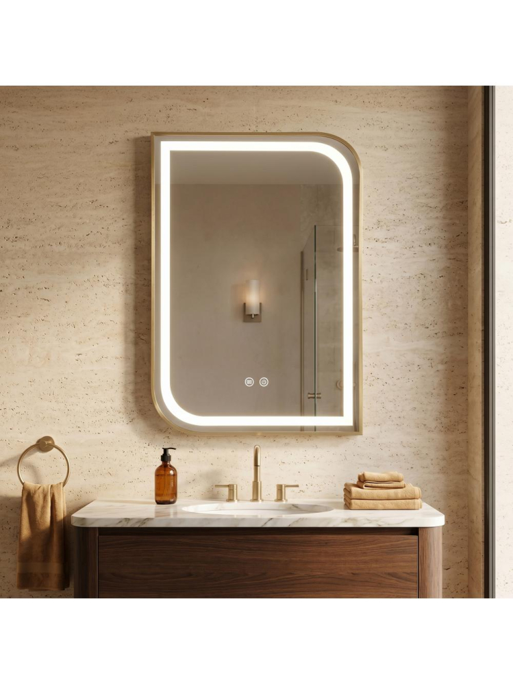 Oglinda LED Rea Zone 80x60 cm auriu periat rama metal anti-aburire [3]