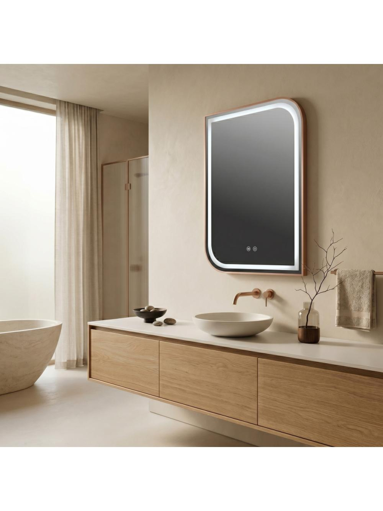 Oglinda LED Rea ZONE 80x60 cm auriu periat rose gold rama metal anti-aburire [4]