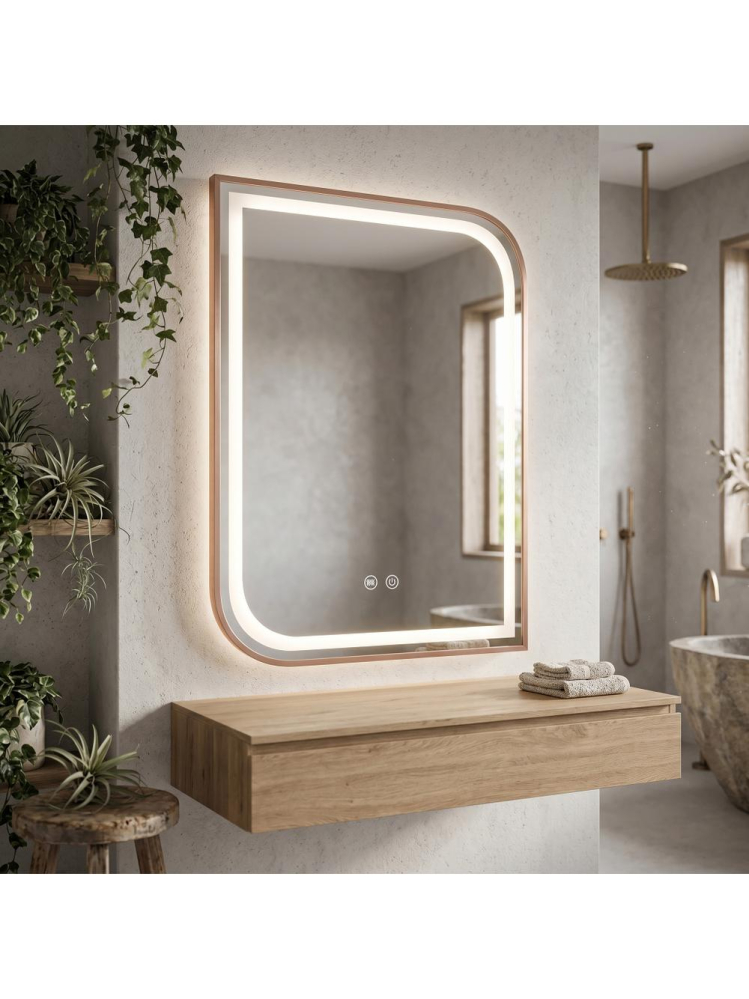 Oglinda LED Rea ZONE 80x60 cm auriu periat rose gold rama metal anti-aburire [5]