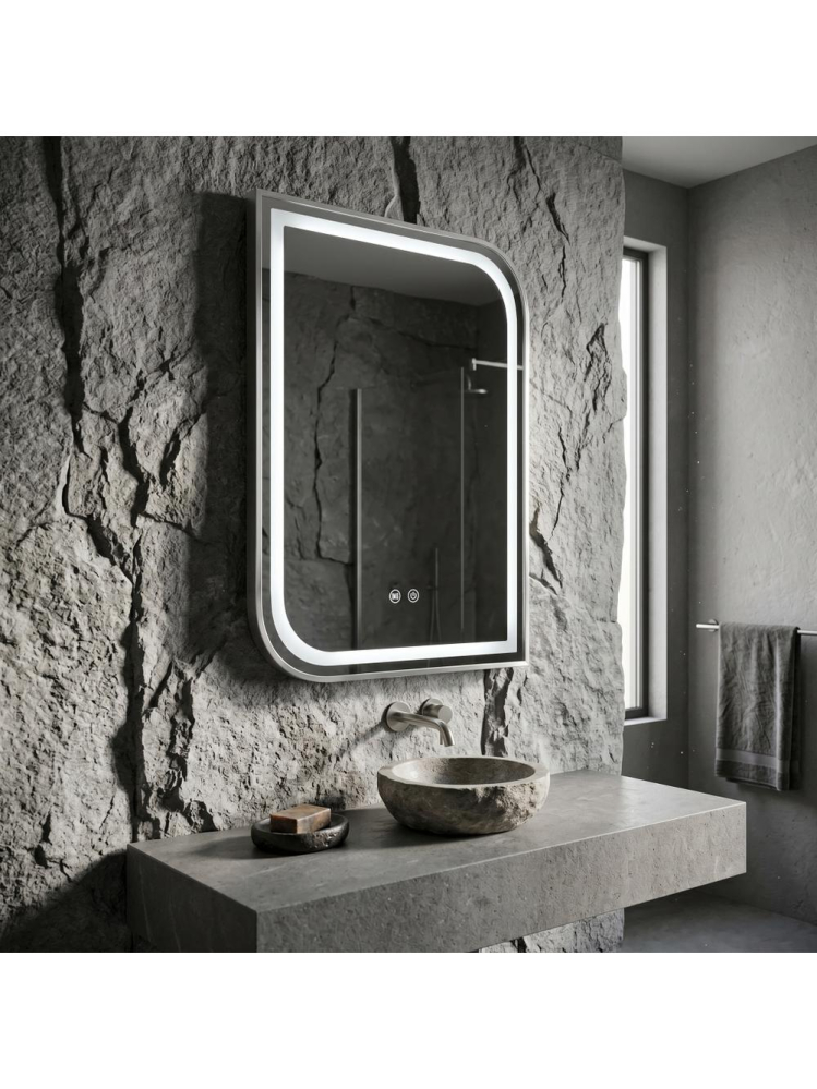 Oglinda LED Rea Zone 80x60 cm nickel periat rama metalica anti-aburire dimer [5]