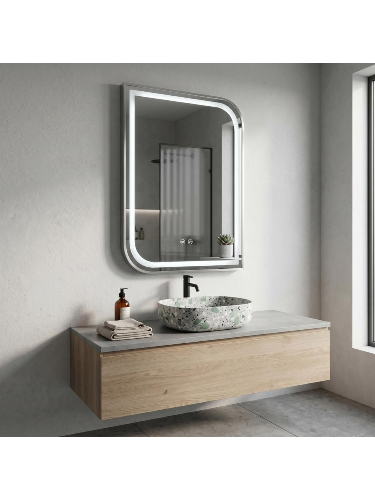 Oglinda LED Rea Zone 80x60 cm nickel periat rama metalica anti-aburire dimer [4]
