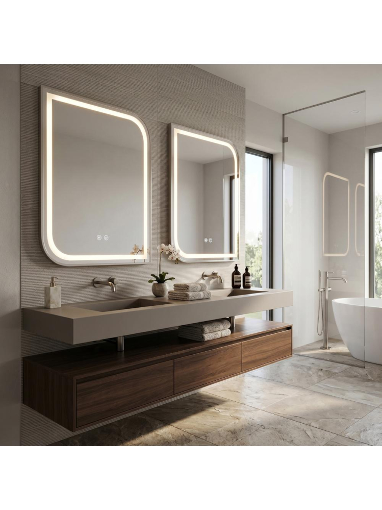 Oglinda LED Rea Zone 80x60 cm nickel periat rama metalica anti-aburire dimer [7]