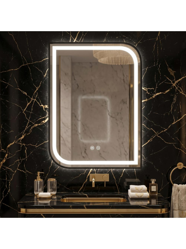 Oglinda LED Rea Zone 80x60 cm rama metalica neagra anti-aburire [3]