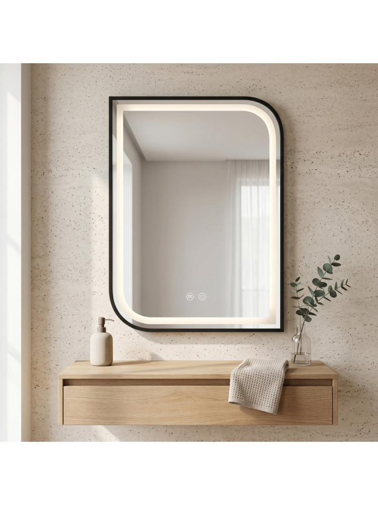Oglinda LED Rea Zone 80x60 cm rama metalica neagra anti-aburire [2]