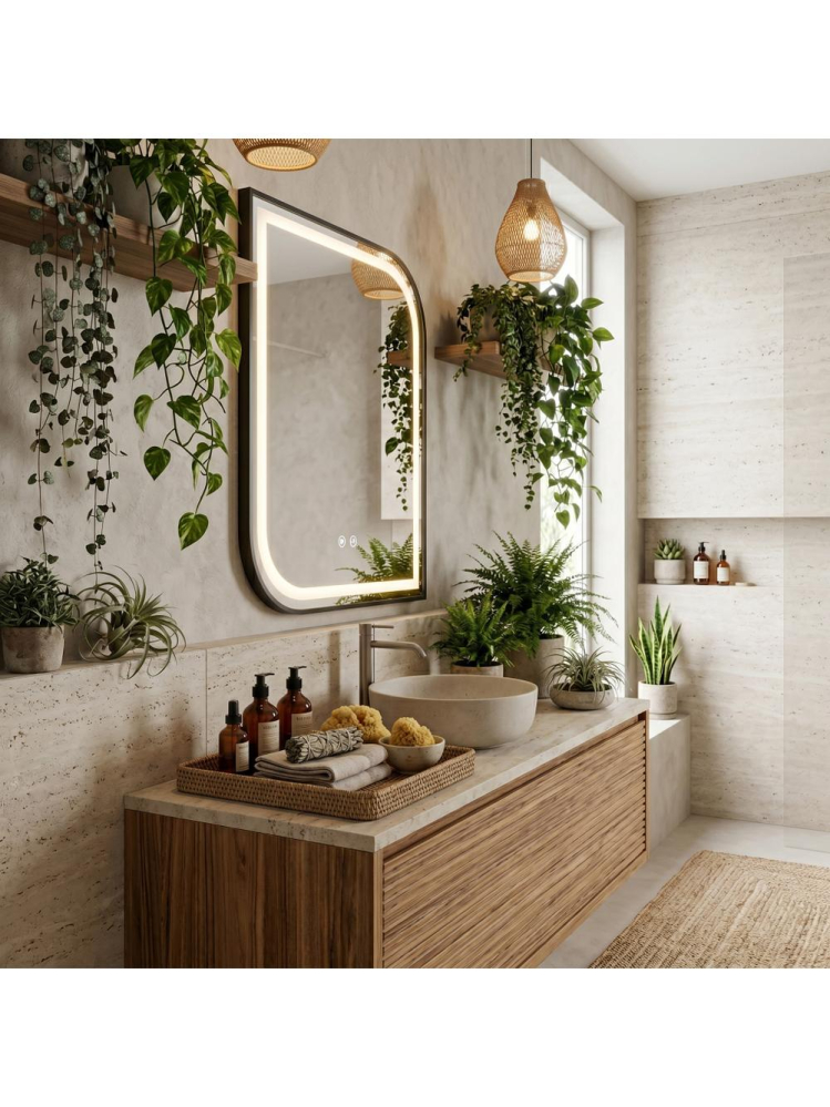 Oglinda LED Rea Zone 80x60 cm rama metalica neagra anti-aburire [6]