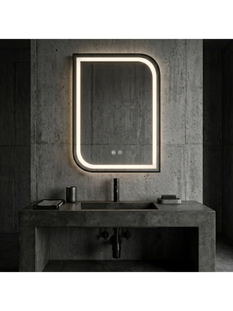 Oglinda LED Rea Zone 80x60 cm rama metalica neagra anti-aburire [4]