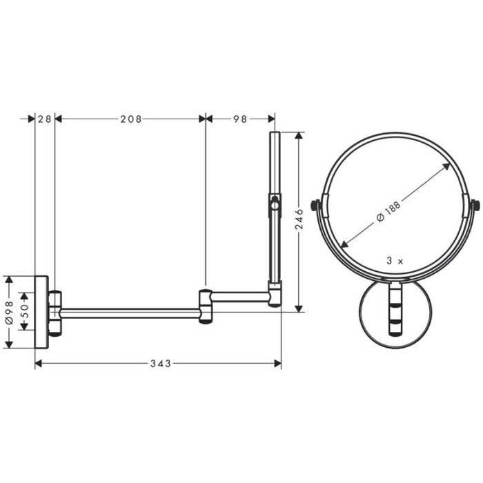 Oglinda rabatabila, Hansgrohe, Logis Universal, pentru barbierit/fardat, crom [2]