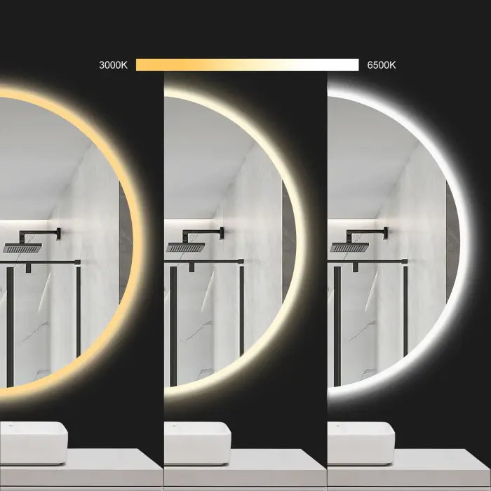 Oglinda rotunda LED HZJ090 Crom 90cm, Rea [6]