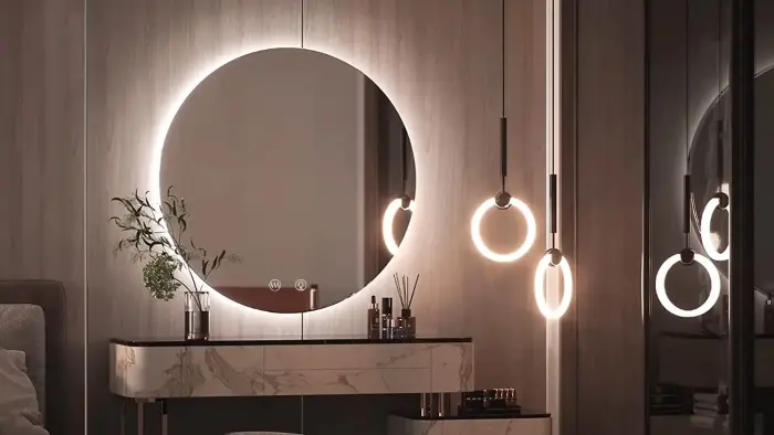 Oglinda rotunda LED HZJ090 Crom 90cm, Rea [7]