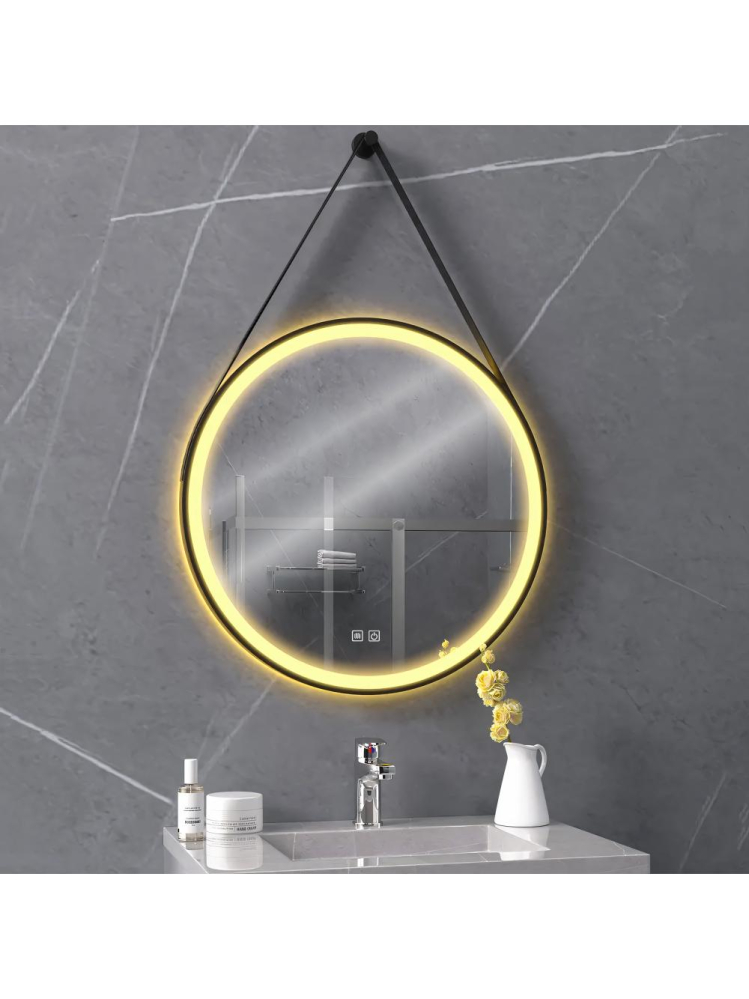 Oglindă Rotundă LED Suspendată pe Curea 70 cm 104 [8]