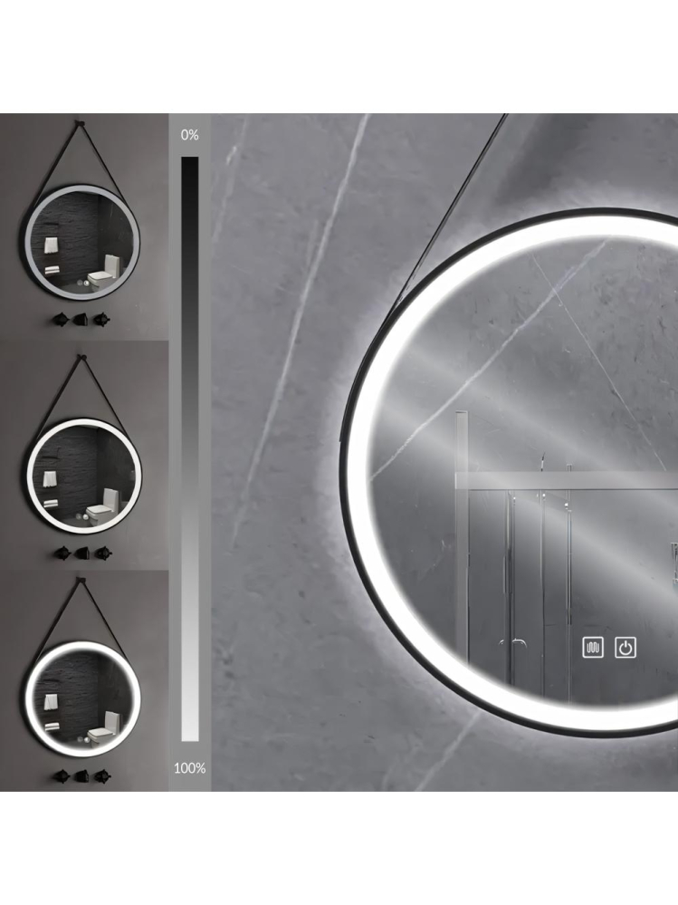 Oglindă Rotundă LED Suspendată pe Curea 70 cm 104 [4]