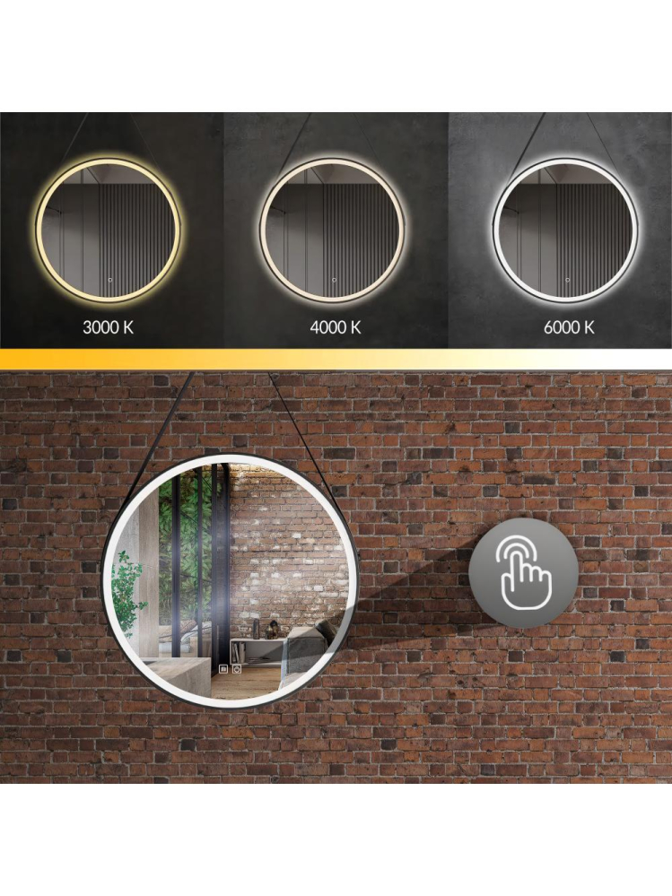 Oglindă Rotundă LED Suspendată pe Curea 70 cm 104 [5]