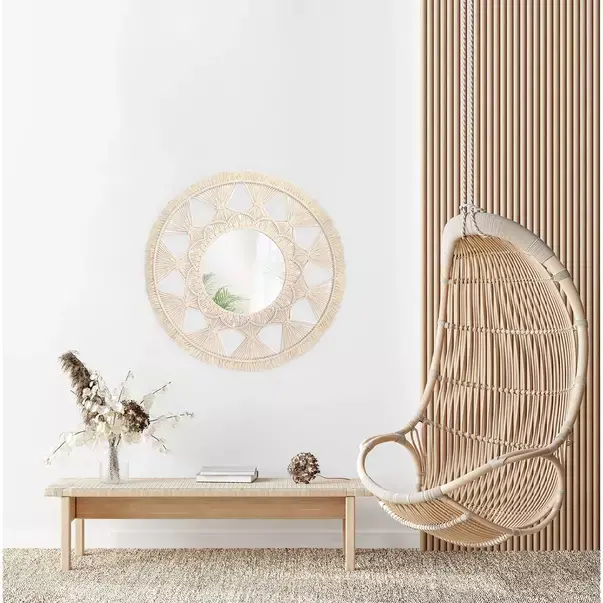 Oglinda rotunda Rea Boho 322050 bej 65 cm [2]