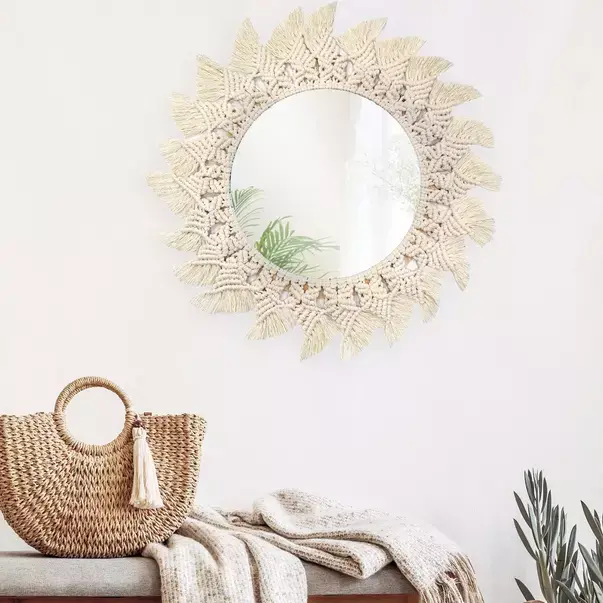 Oglinda rotunda Rea Boho 322086 bej 50 cm [2]