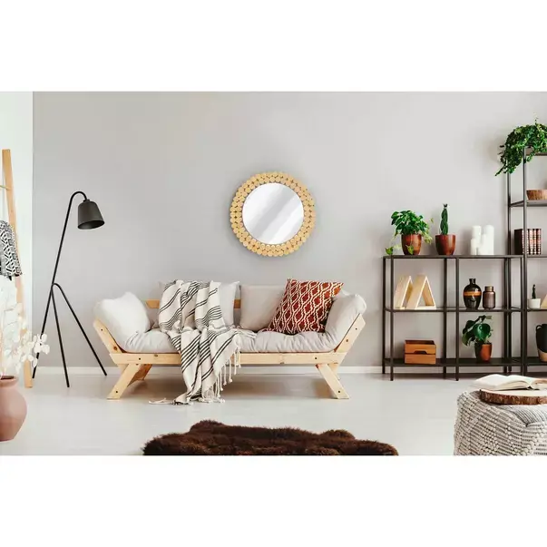Oglinda rotunda Rea Boho KLNA-MR01 rama lemn 36 cm [4]