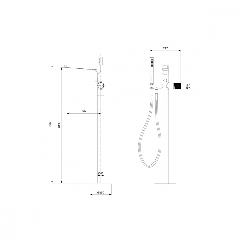 Omnires Contour baterie cadă-duș stativ cupru CT8033CPB [2]