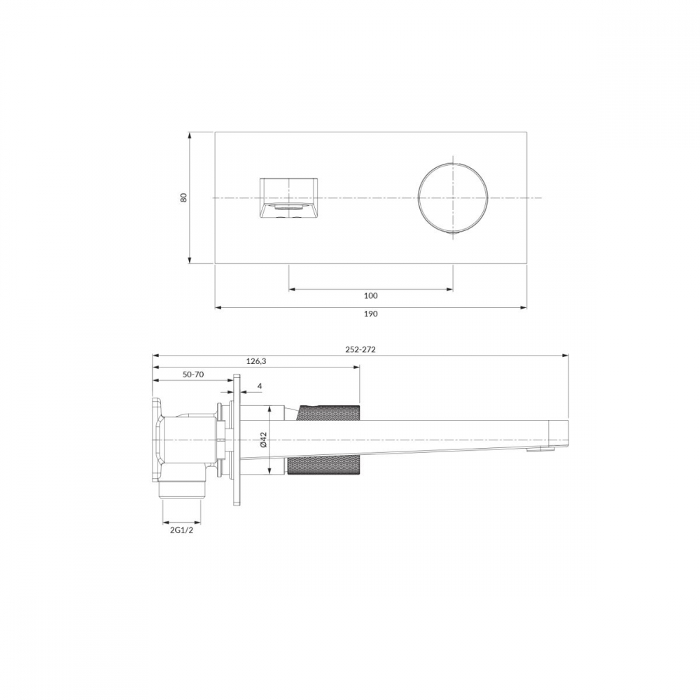 Omnires Contour baterie lavoar ascuns cupru CT8015CPB [2]