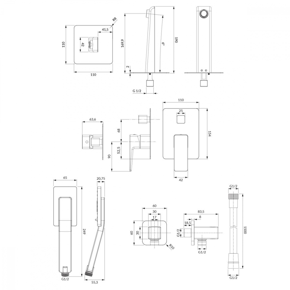 Omnires Parma set de duș ascuns grafit SYSPMW01GR [2]