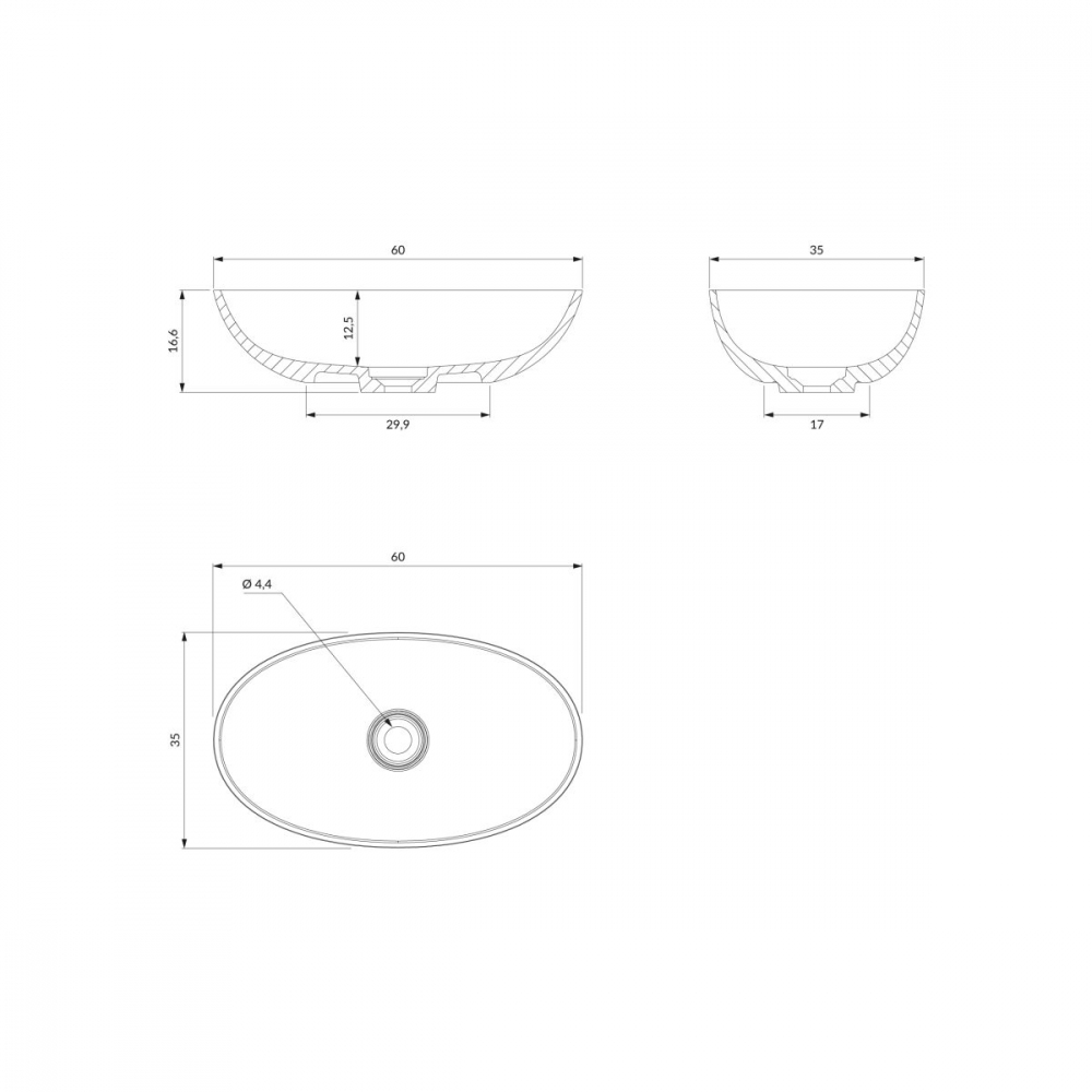 Omnires Shell M+ lavoar 60x35 cm ovale de blat SHELLUNAG [2]
