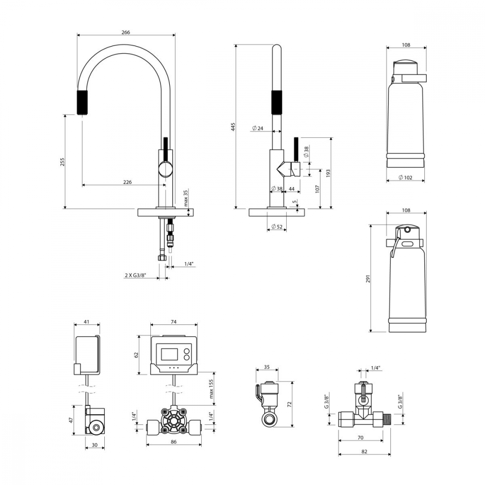 Omnires Switch baterie de bucatarie cu filtru pe picior || SW9057-FD1ORB [2]