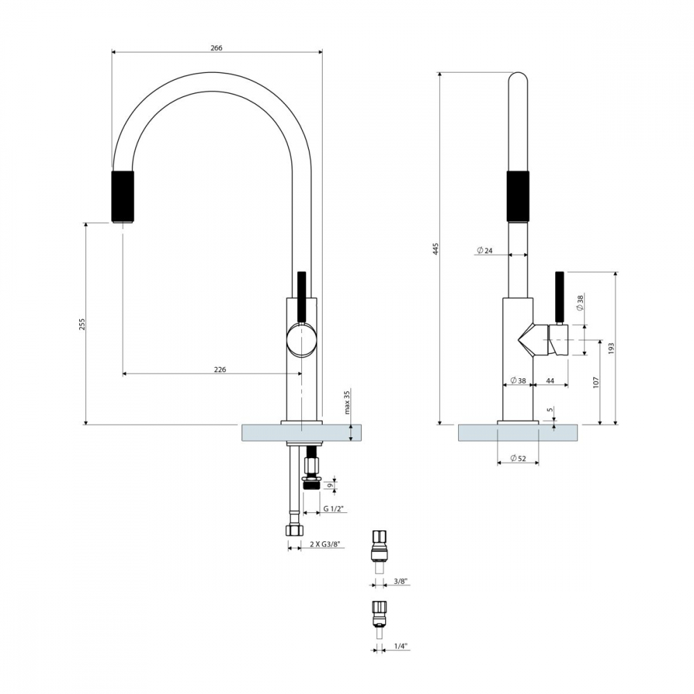 Omnires Switch baterie pentru filtru apă pe picior cupru SW9057ORB [2]