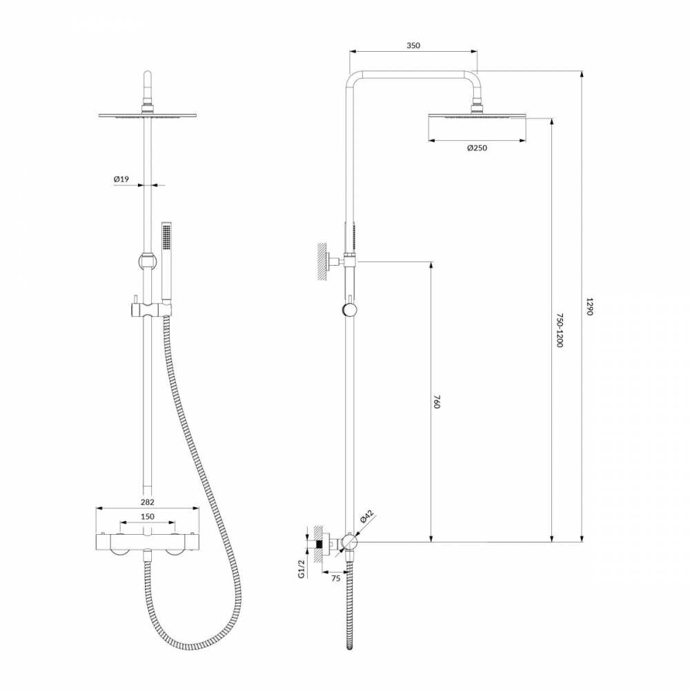 Omnires Y set de duș perete cu termostat da alb Y1244SUWM [2]
